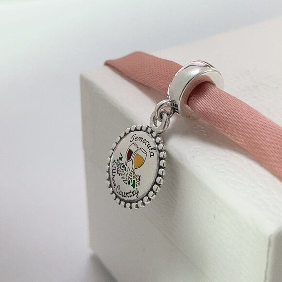 Pandora Temecula Wine Country Red & White Enamel Exclusive Dangle Charm - Picture 1 of 4